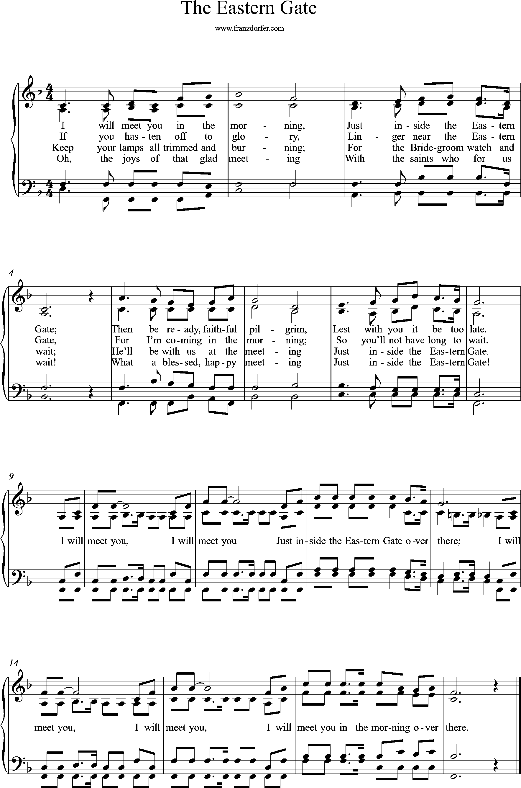 Choir-, Organ-, Sheetmusic, F-Major